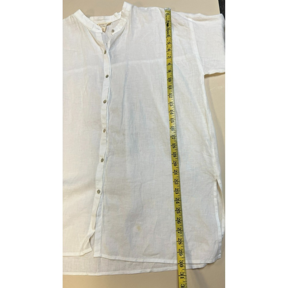 Eileen Fisher Over Size Button Up Blouse White Linen Long Drop Shoulder Sleeve M - Picture 11 of 11